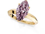 Solitaire Engagement Ring Setting for Fancy Pink Marquise Center with Wide Knife Ridge Band and Prong Head in Yellow Gold