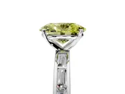 Solitaire Engagement Ring Setting for Fancy Yellow Oval Center with Channel Baguette Band and Prong Head in Sterling Silver