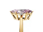 3 Stone Engagement Ring Setting for Fancy Pink Marquise Center with Low-Set Round Cut Accents and Prong Head in Yellow Gold