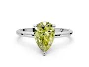 Minimalist Solitaire Engagement Ring Setting for Fancy Yellow Pear-Shaped Center with Thin Band and Prong Head in Platinum
