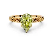 Solitaire Engagement Ring Setting for Fancy Yellow Pear-Shaped Center with Scrollwork Band and Prong Head in Yellow Gold