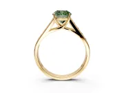 Solitaire Engagement Ring Setting for Fancy Green Cushion Cut Center with Round Cut Channel Band and Prong Head in Yellow Gold