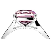 Solitaire Engagement Ring Setting for Fancy Pink Asscher Cut Center with Tapered Shoulders and Prong Head in Platinum