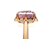 Floral Frame Engagement Ring Setting for Fancy Pink Princess Cut Center with Accent Clusters and Prong Head in Rose Gold