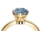 Solitaire Engagement Ring Setting for Fancy Blue Cushion Cut Center with Plain Band and Tulip Prong Head in Yellow Gold