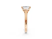Solitaire Engagement Ring Setting for Asscher Cut Center with Cathedral Band and Prong Head in Rose Gold