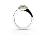 Halo Engagement Ring Setting for Fancy Yellow Emerald Cut Center with Plain Tapered Band and Prong Head in Platinum