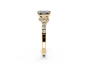 Solitaire Engagement Ring Setting for Emerald Cut Center with Crossover Accents and Prong Head in Yellow Gold