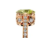 Cathedral Engagement Ring Setting for Fancy Yellow Oval Center with Antique-Style Pave Band and Prong Head in Rose Gold