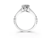 Solitaire Engagement Ring Setting for Heart-Shaped Center with Pave Split Shank and Prong Head in Platinum