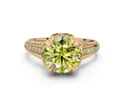 Solitaire Engagement Ring Setting for Fancy Yellow Round Cut Center with Accented Split Shank and Prong Head in Yellow Gold