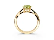Solitaire Engagement Ring Setting for Fancy Yellow Round Cut Center with Plain Bypass Twist Band and Prong Head in Yellow Gold