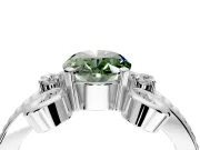 Solitaire Engagement Ring Setting for Fancy Green Oval Center with Twisted Band and Scroll Prong Head in Platinum
