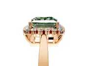 Starburst Halo Engagement Ring Setting for Fancy Green Princess Cut Center with Flat Cathedral Band and Prong Head in Rose Gold