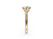 Solitaire Engagement Ring Setting for Oval Center with Trailing Leaf Accent Band and Prong Head in Yellow Gold