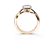 Solitaire Engagement Ring Setting for Asscher Cut Center with Plain Bypass Twist Band and Prong Head in Rose Gold