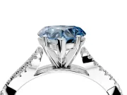 Solitaire Engagement Ring Setting for Fancy Blue Heart-Shaped Center with Twisted Pave Split Shank and Prong Head in Sterling Silver