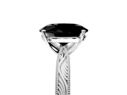 Solitaire Engagement Ring Setting for Fancy Black Oval Center with Engraved Milgrain Band and Prong Head in Platinum