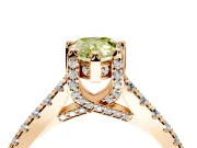 Solitaire Engagement Ring Setting for Fancy Yellow Pear-Shaped Center with Widening Pave Band and Claw Prong Head in Rose Gold