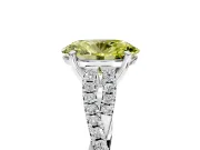 Solitaire Engagement Ring Setting for Fancy Yellow Oval Center with Twisted Pave Split Shank and Prong Head in Platinum