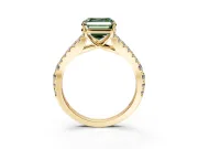 Solitaire Engagement Ring Setting for Fancy Green Asscher Cut Center with Pave Split Shank and Prong Head in Yellow Gold