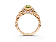 Solitaire Engagement Ring Setting for Fancy Yellow Emerald Cut Center with Filigree Band and Prong Head in Rose Gold
