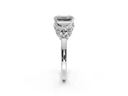 Leaf Cluster Engagement Ring Setting for Emerald Cut Center with Marquise Accents and Prong Head in White Gold