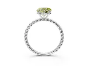 Solitaire Engagement Ring Setting for Fancy Yellow Heart-Shaped Center with Plain Twisted Rope Band and Prong Head in White Gold