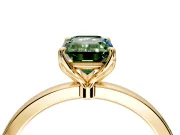 Solitaire Engagement Ring Setting for Fancy Green Emerald Cut Center with Thin Rounded Plain Band and Prong Head in Yellow Gold