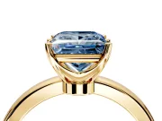 Solitaire Engagement Ring Setting for Fancy Blue Princess Cut Center with Plain Band and Tulip Prong Head in Yellow Gold