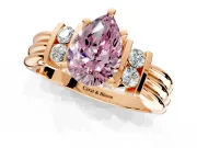 Solitaire Engagement Ring Setting for Fancy Pink Pear-Shaped Center with Grooved Bar Accent Band and Prong Head in Rose Gold