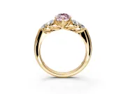 Cluster Engagement Ring Setting for Fancy Pink Marquise Center with Round Cut Accent Frame and Prong Head in Yellow Gold