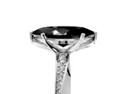 Side Accent Engagement Ring Setting for Fancy Black Marquise Center with Accent Shoulders and Prong Head in Sterling Silver