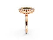 Halo Engagement Ring Setting for Fancy Yellow Asscher Cut Center with Milgrain Bezel Rim, Plain Band and Prong Head in Rose Gold