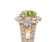 Halo Engagement Ring Setting for Fancy Yellow Round Cut Center with Two-Strand Split Shank and Prong Head in Rose Gold