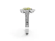 Milgrain Halo Engagement Ring Setting for Fancy Yellow Pear-Shaped Center with Pave Band and Prong Head in Platinum