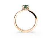 Hidden Halo Engagement Ring Setting for Fancy Green Oval Center with Wide Flat Plain Band and Prong Head in Rose Gold