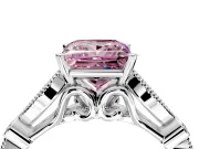 Solitaire Engagement Ring Setting for Fancy Pink Princess Cut Center with Marquise and Bezel Accents and Prong Head in Platinum