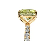 Solitaire Engagement Ring Setting for Fancy Yellow Radiant Cut Center with Micro Pave Band and Prong Head in Yellow Gold