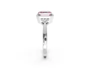 Cluster Engagement Ring Setting for Fancy Pink Asscher Cut Center with Milgrain Shoulder Clusters and Prong Head in Sterling Silver