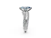Solitaire Engagement Ring Setting for Fancy Blue Marquise Center with Woven 3-Strand Pave Band and Prong Head in White Gold