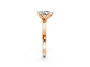 Solitaire Engagement Ring Setting for Pear-Shaped Center with Thin Rounded Plain Band and Prong Head in Rose Gold