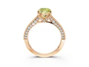 Solitaire Engagement Ring Setting for Fancy Yellow Cushion Cut Center with Milgrain-Framed Pave Band and Prong Head in Rose Gold