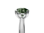 Solitaire Engagement Ring Setting for Fancy Green Round Cut Center with Reverse Tapered Band and Prong Head in Platinum