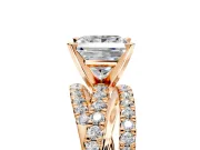 Solitaire Engagement Ring Setting for Princess Cut Center with Woven 3-Strand Pave Band and Prong Head in Rose Gold