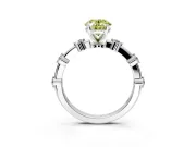 Solitaire Engagement Ring Setting for Fancy Yellow Oval Center with Bezel Station Band and Prong Head in Platinum