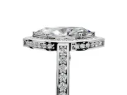 Halo Engagement Ring Setting for Marquise Center with Framed Halo, Pave Band and Prong Head in White Gold