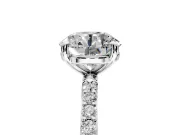 Solitaire Engagement Ring Setting for Round Cut Center with Pave Accents and Prong Head in Platinum