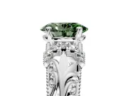 Solitaire Engagement Ring Setting for Fancy Green Oval Center with Filigree Accent Basket and Prong Head in Platinum