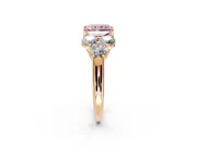 Cluster Engagement Ring Setting for Fancy Pink Radiant Cut Center with Round Cut Accent Frame and Prong Head in Rose Gold